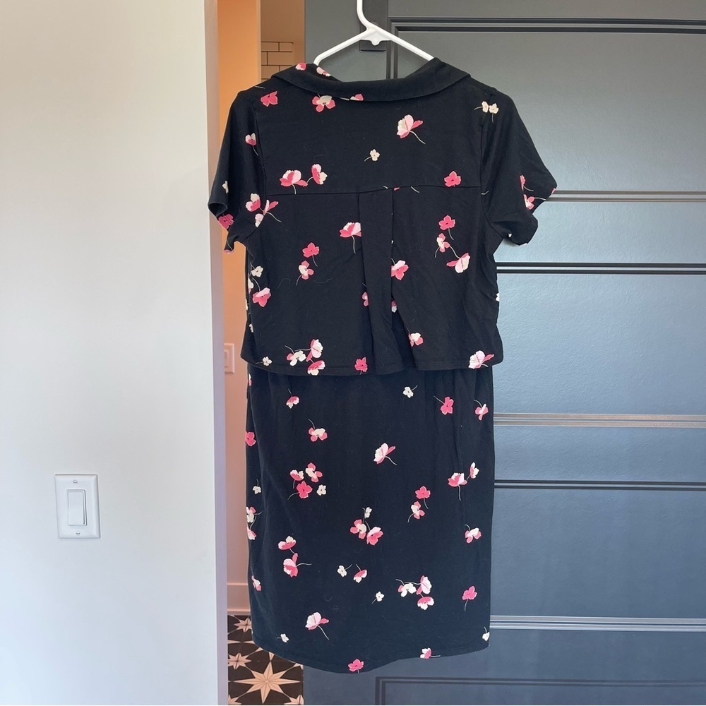 J. Jill Small‎ Black Floral Button Down Shirt Dress Women's - Picture 2 of 6